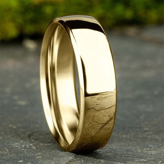 6.5mm Comfort-Fit Euro Engravable Wedding Band in 10K Gold (1-2 Lines