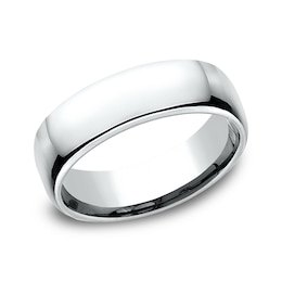 6.5mm Comfort-Fit Euro Engravable Wedding Band in 10K White Gold (1-2 Lines)