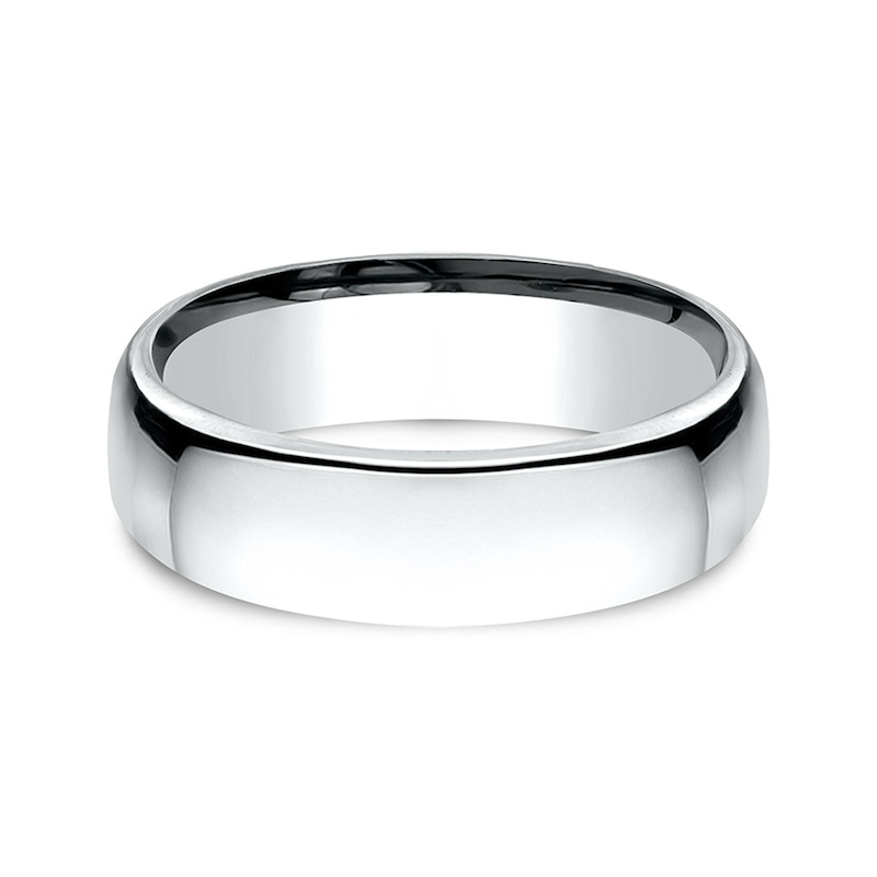 Main Image 3 of 6.5mm Comfort-Fit Euro Engravable Wedding Band in 10K White Gold (1-2 Lines)