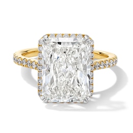6.45 CT. T.W. Radiant-Cut Certified Lab-Grown Diamond Frame Engagement Ring in 14K Gold (F/VS2)