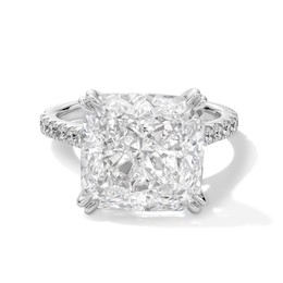 10.45 CT. T.W. Cushion-Cut Certified Lab-Grown Diamond Hidden Frame Engagement Ring in 14K White Gold (F/VS2)
