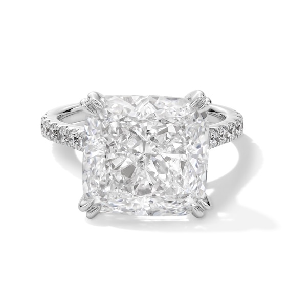 10.45 CT. T.w. Cushion-Cut Certified Lab-Grown Diamond Hidden Frame Engagement Ring in 14K White Gold (F/Vs2)