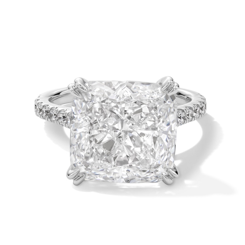 Main Image 1 of 10.45 CT. T.W. Cushion-Cut Certified Lab-Grown Diamond Hidden Frame Engagement Ring in 14K White Gold (F/VS2)