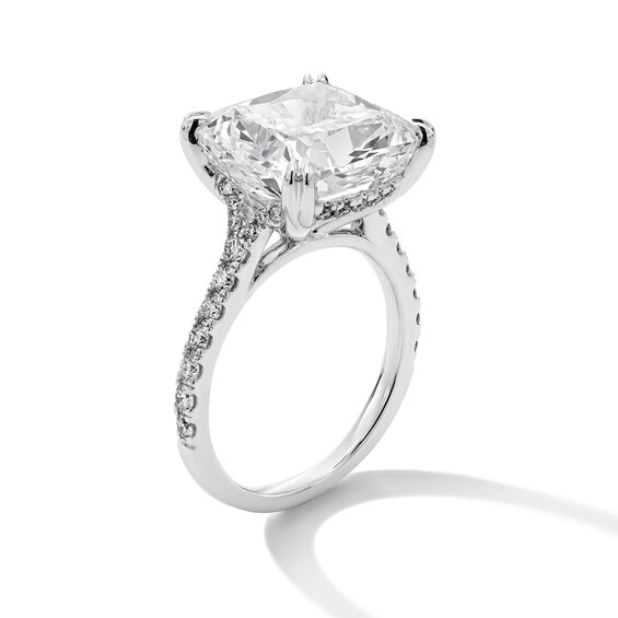 10.45 CT. T.w. Cushion-Cut Certified Lab-Grown Diamond Hidden Frame Engagement Ring in 14K White Gold (F/Vs2)
