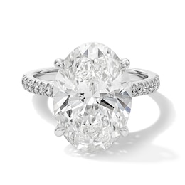 8.45 CT. T.W. Oval Certified Lab-Grown Diamond Engagement Hidden Frame Ring in 14K White Gold (F/VS2)
