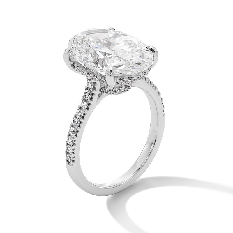 Main Image 3 of 8.45 CT. T.W. Oval Certified Lab-Grown Diamond Engagement Hidden Frame Ring in 14K White Gold (F/VS2)