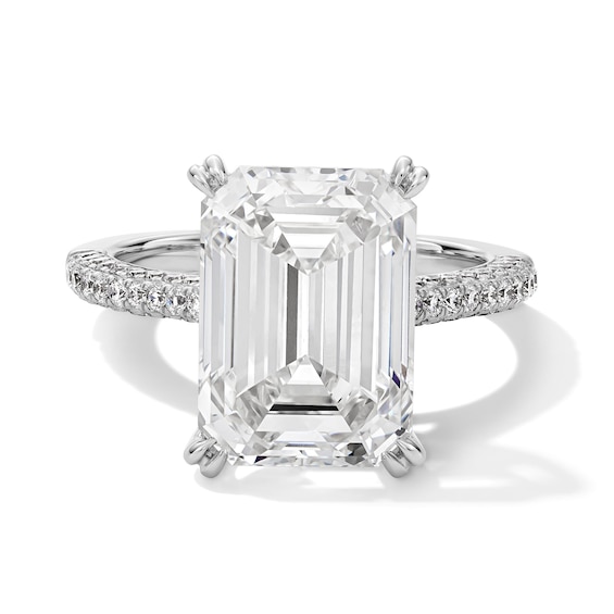 8.69 CT. T.w. Emerald-Cut Certified Lab-Grown Diamond Hidden Frame Engagement Ring in 14K White Gold (F/Vs2)