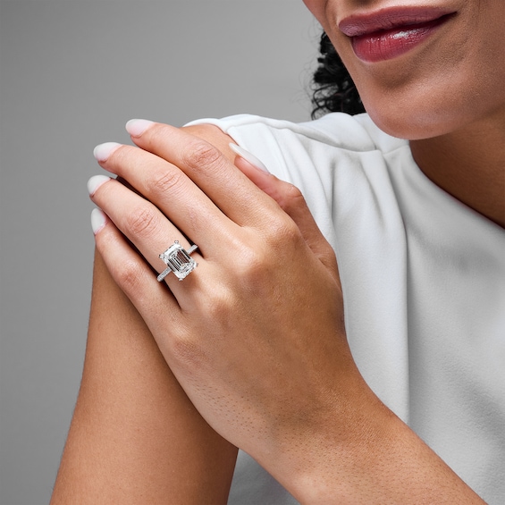 8-3/4 CT. T.w. Emerald-Cut Certified Lab-Grown Diamond Hidden Frame Engagement Ring in 14K White Gold (F/Vs2)