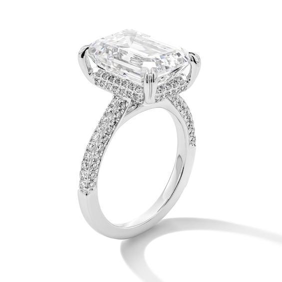 8.69 CT. T.w. Emerald-Cut Certified Lab-Grown Diamond Hidden Frame Engagement Ring in 14K White Gold (F/Vs2)
