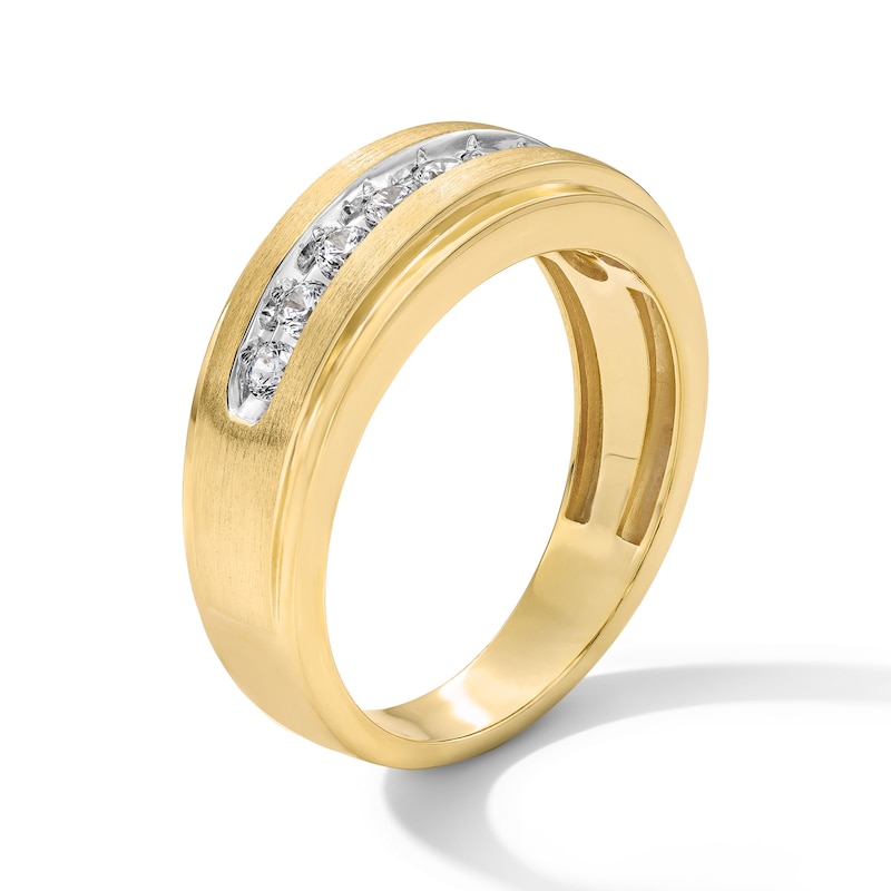 Main Image 3 of 1/2 CT. T.W. Diamond Nine Stone Stepped Edge Band in 10K Gold
