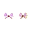 Thumbnail Image 1 of Heart-Shaped and Baguette-Cut Pink Lab-Created Sapphire and Lab-Created Ruby Bow Stud Earrings in 10K Gold