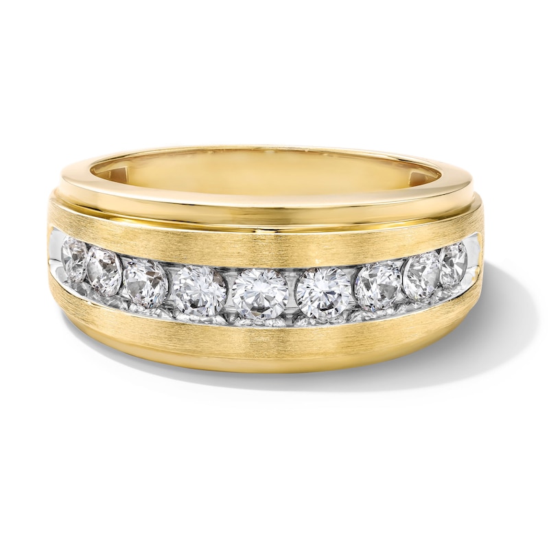 Main Image 1 of 1 CT. T.W. Diamond Nine Stone Stepped Edge Band in 10K Gold