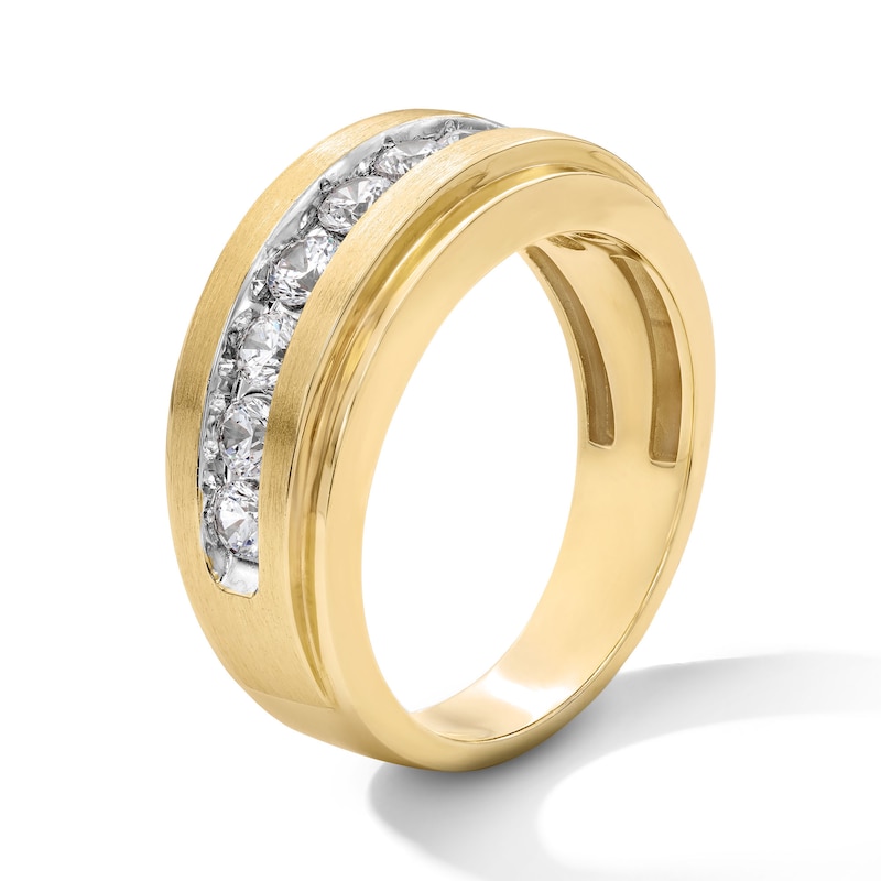 Main Image 2 of 1 CT. T.W. Diamond Nine Stone Stepped Edge Band in 10K Gold
