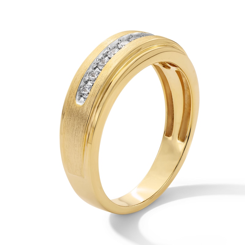 Main Image 2 of 1/4 CT. T.W. Diamond Nine Stone Stepped Edge Band in 10K Gold