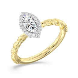 Enchanted Disney Rapunzel 7/8 CT. T.W. Marquise-Cut Diamond Frame Engagement Ring in 14K Two-Tone Gold