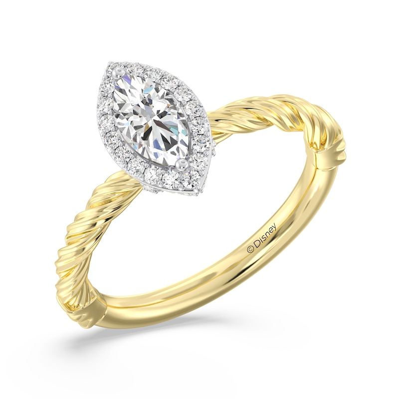 Main Image 1 of Enchanted Disney Rapunzel 7/8 CT. T.W. Marquise-Cut Diamond Frame Engagement Ring in 14K Two-Tone Gold