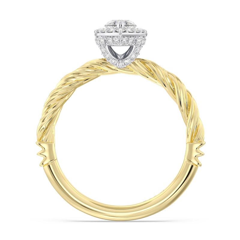 Main Image 3 of Enchanted Disney Rapunzel 7/8 CT. T.W. Marquise-Cut Diamond Frame Engagement Ring in 14K Two-Tone Gold