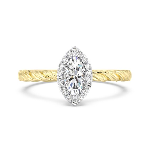 Enchanted Disney Rapunzel 7/8 CT. T.w. Marquise-Cut Diamond Frame Engagement Ring in 14K Two-Tone Gold