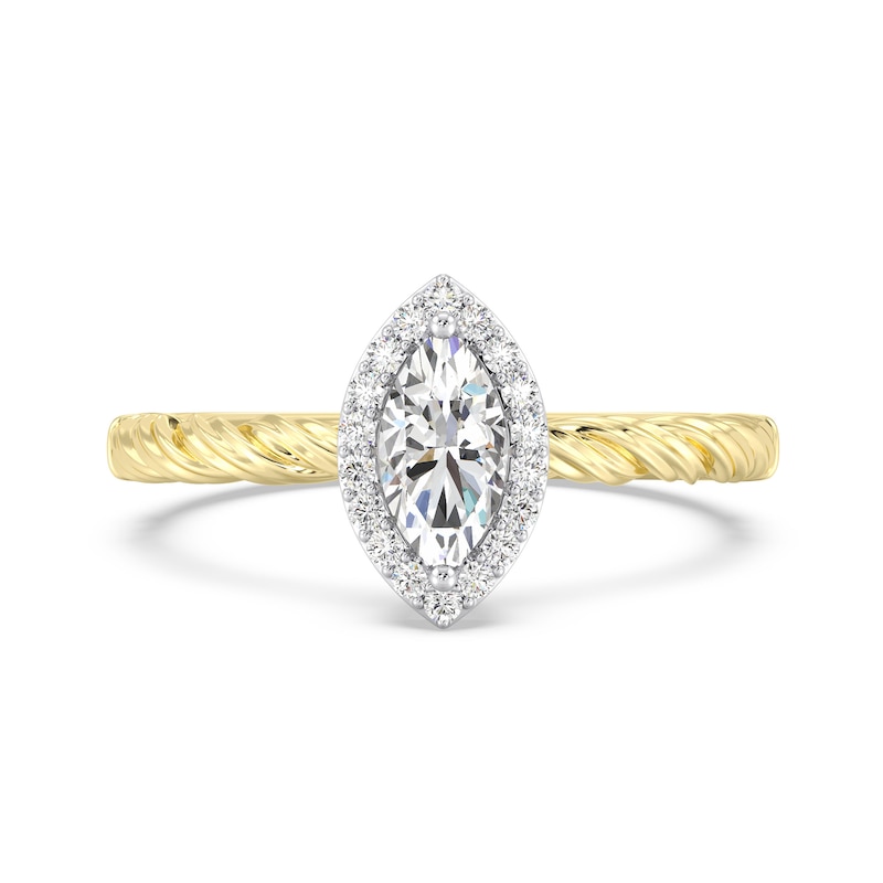Main Image 4 of Enchanted Disney Rapunzel 7/8 CT. T.W. Marquise-Cut Diamond Frame Engagement Ring in 14K Two-Tone Gold