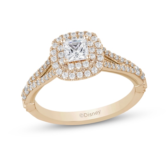 Princess Diamond Halo Ring with 3/4 Ct.t.w. Diamonds in 14K Yellow Gold (I/I1)