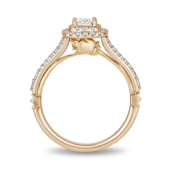 Princess Diamond Halo Ring with 3/4 Ct.t.w. Diamonds in 14K Yellow Gold (I/I1)