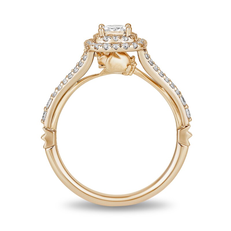 Main Image 3 of Princess Diamond Halo Ring with 3/4 CT.T.W. Diamonds in 14K Yellow Gold (I/I1)