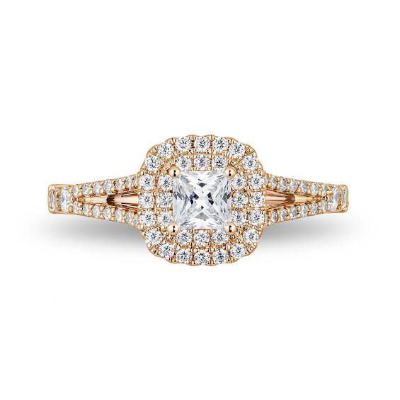 Princess Diamond Halo Ring with 3/4 Ct.t.w. Diamonds in 14K Yellow Gold (I/I1)