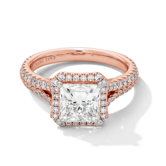 Vera Wang Love Collection 2-3/4 CT. T.w. Princess-Cut Certified Lab-Grown Diamond Frame Ring in 14K Rose Gold (F/Vs2)
