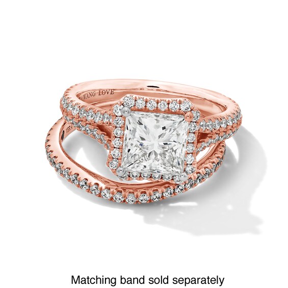 Vera Wang Love Collection 2-3/4 CT. T.w. Princess-Cut Certified Lab-Grown Diamond Frame Ring in 14K Rose Gold (F/Vs2)
