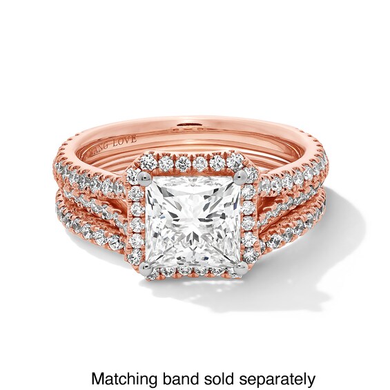 Vera Wang Love Collection 2-3/4 CT. T.w. Princess-Cut Certified Lab-Grown Diamond Frame Ring in 14K Rose Gold (F/Vs2)