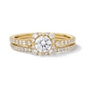 Thumbnail Image 1 of 1 CT. T.W. Certified Lab-Grown Diamond Cushion Frame Bridal Set in 14K Gold (F/VS2)
