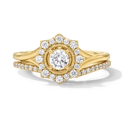 5/8 CT. T.W. Certified Lab-Grown Diamond Frame Vintage-Style Bridal Set in 14K Gold (F/VS2)