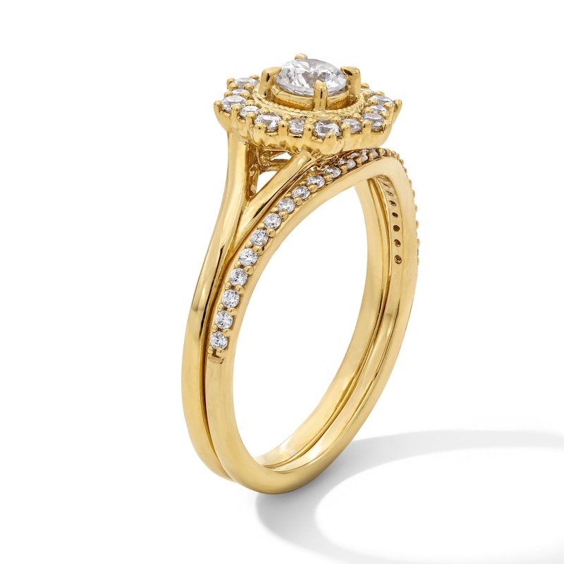 Main Image 3 of 5/8 CT. T.W. Certified Lab-Grown Diamond Frame Vintage-Style Bridal Set in 14K Gold (F/VS2)