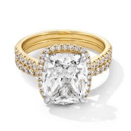 4-5/8 CT. T.W. Elongated Cushion-Cut Certified Lab-Grown Diamond Frame Bridal Set in 14K Gold (F/VS2)