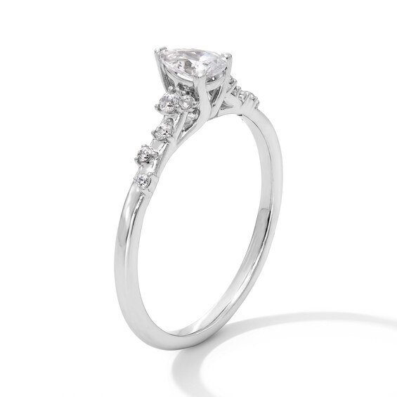 3/8 CT. T.w. Pear-Shaped Diamond Scatter Shank Engagement Ring in 14K White Gold