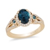 Thumbnail Image 1 of Enchanted Disney Cinderella Oval London Blue Topaz and 1/3 CT. T.W. Diamond Frame Engagement Ring in 14K Gold