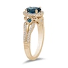 Thumbnail Image 2 of Enchanted Disney Cinderella Oval London Blue Topaz and 1/3 CT. T.W. Diamond Frame Engagement Ring in 14K Gold
