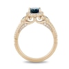 Thumbnail Image 3 of Enchanted Disney Cinderella Oval London Blue Topaz and 1/3 CT. T.W. Diamond Frame Engagement Ring in 14K Gold