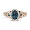 Thumbnail Image 4 of Enchanted Disney Cinderella Oval London Blue Topaz and 1/3 CT. T.W. Diamond Frame Engagement Ring in 14K Gold