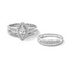 Thumbnail Image 1 of 1 CT. T.W. Marquise-Cut Certified Lab-Grown Diamond Frame Wedding Ensemble in 10K White Gold (F/SI2)