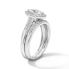 Thumbnail Image 3 of 1 CT. T.W. Marquise-Cut Certified Lab-Grown Diamond Frame Wedding Ensemble in 10K White Gold (F/SI2)
