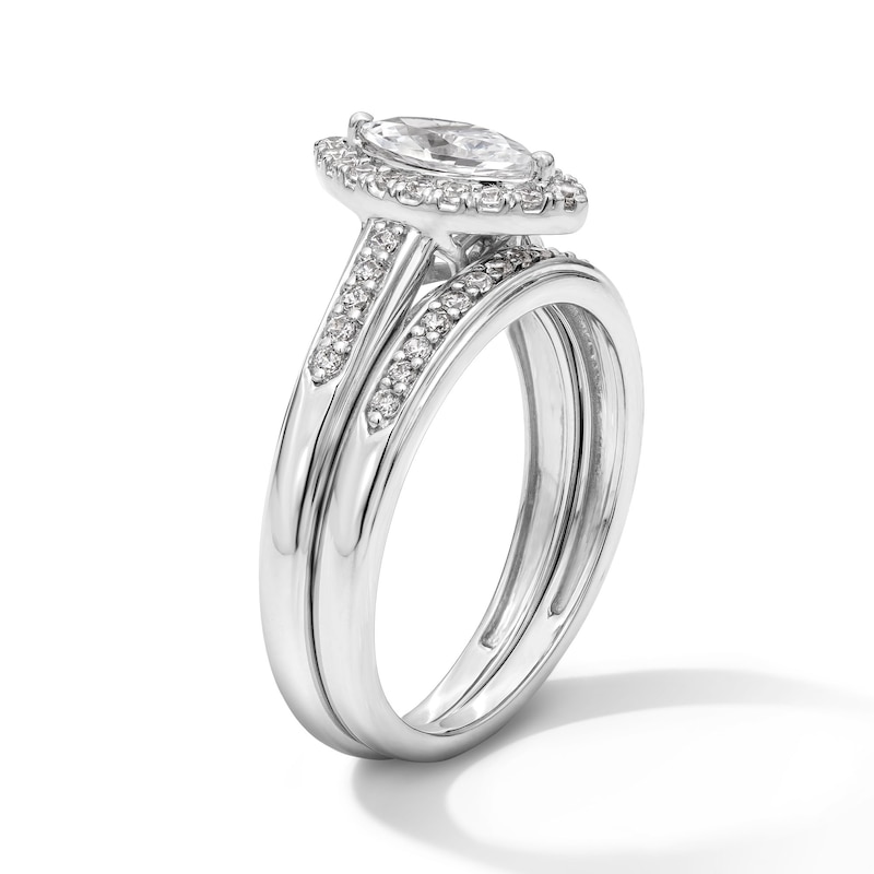 Main Image 3 of 1 CT. T.W. Marquise-Cut Certified Lab-Grown Diamond Frame Wedding Ensemble in 10K White Gold (F/SI2)