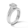 Thumbnail Image 3 of 1 CT. T.W. Oval Certified Lab-Grown Diamond Frame Wedding Ensemble in 10K White Gold (F/SI2)