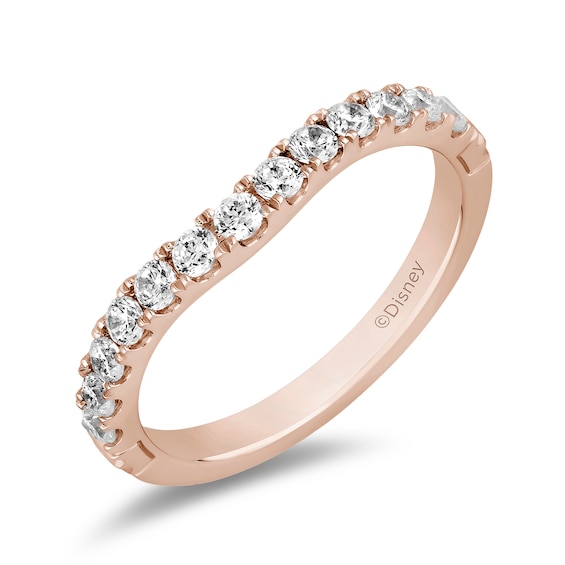 Enchanted Disney Majestic Princess 1/2 CT. T.w. Diamond Contour Wedding Bang in 14K Rose Gold