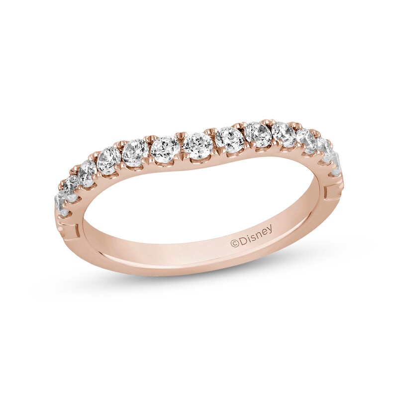 Main Image 1 of Enchanted Disney Majestic Princess 1/2 CT. T.W. Diamond Contour Wedding Bang in 14K Rose Gold