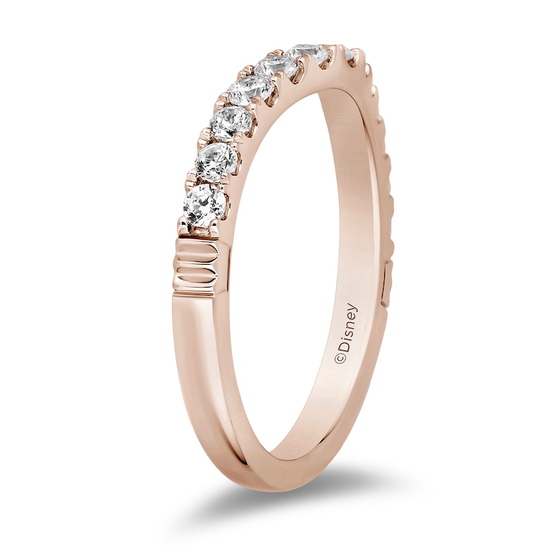 Main Image 2 of Enchanted Disney Majestic Princess 1/2 CT. T.W. Diamond Contour Wedding Bang in 14K Rose Gold