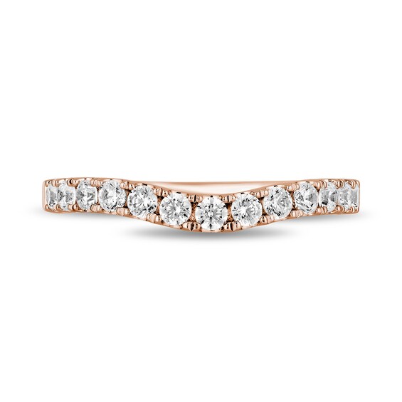 Enchanted Disney Majestic Princess 1/2 CT. T.w. Diamond Contour Wedding Bang in 14K Rose Gold