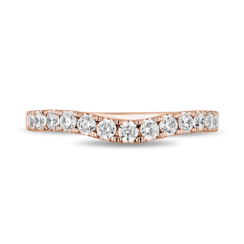 Main Image 4 of Enchanted Disney Majestic Princess 1/2 CT. T.W. Diamond Contour Wedding Bang in 14K Rose Gold