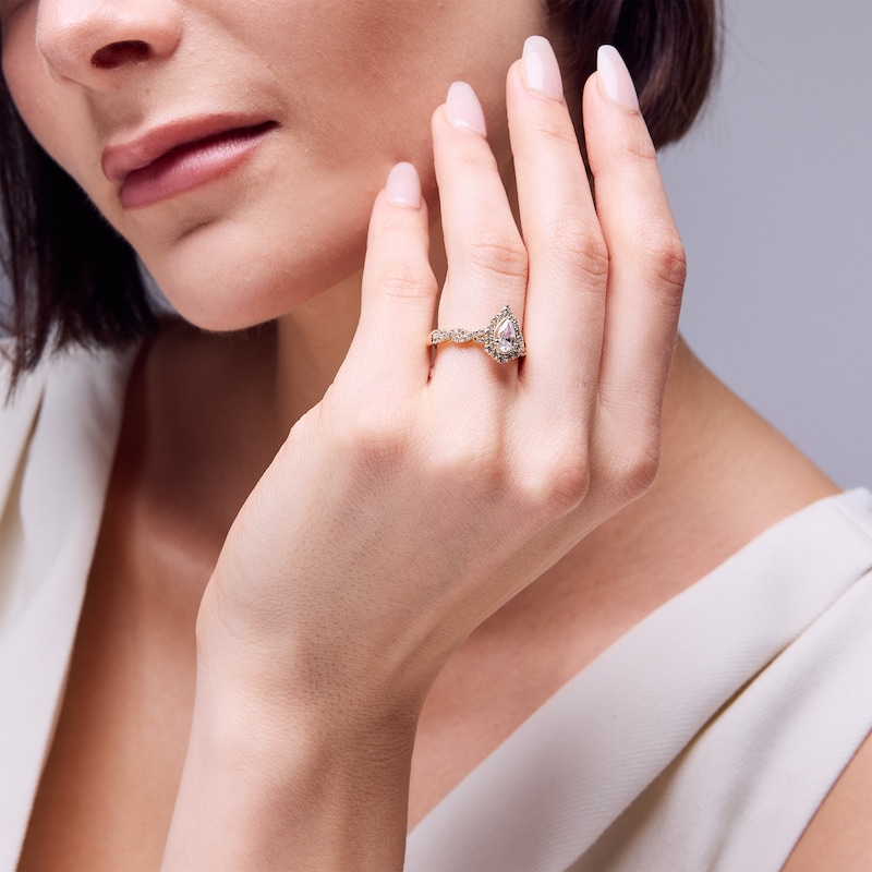 Main Image 2 of 1 CT. T.W. Pear-Shaped Diamond Frame Twist Shank Vintage-Style Engagement Ring in 14K Gold