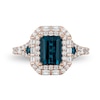 Thumbnail Image 4 of Enchanted Disney Cinderella London Blue Topaz and 3/4 CT. T.W. Diamond Double Frame Engagement Ring in 14K Rose Gold